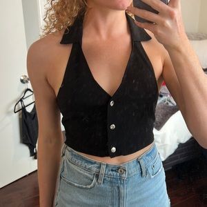 H&M collared black top size M